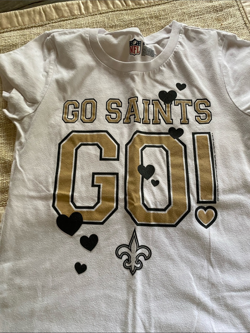 NFL womens White, Gold & Black "Go Saints Go" Graphic Tee moderate wear